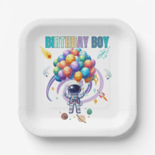 Outer Space Astronaut Birthday Boy  Paper Plate