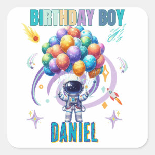 Outer Space Astronaut Birthday Boy Square Sticker