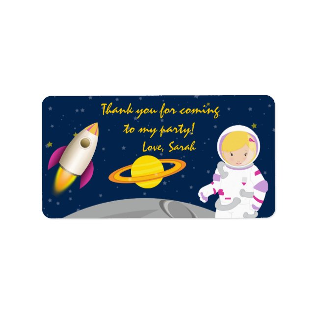 Outer Space Astronaut Birthday Favour Tags (Front)