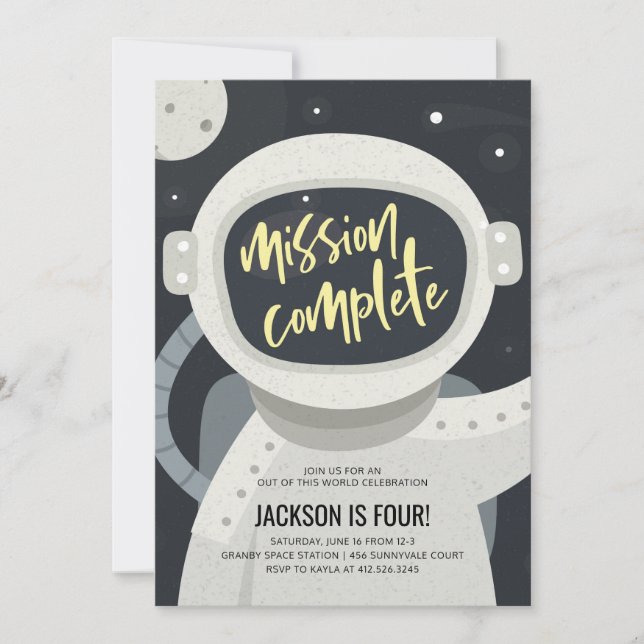 Outer Space Astronaut Birthday Invitation (Front)