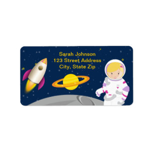 Outer Space Astronaut Birthday Party Address Label