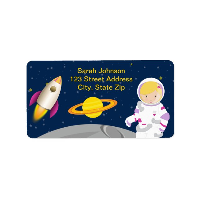 Outer Space Astronaut Birthday Party Address Label (Front)