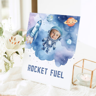 Outer Space Astronaut birthday party Rocket Fuel  Pedestal Sign