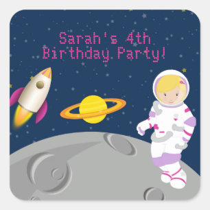 Outer Space Astronaut  Birthday Party Sticker