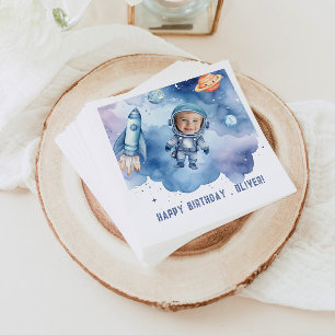 Outer Space Astronaut birthday photo Napkin