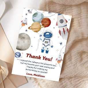 Outer Space Astronaut Birthday Thank You Card