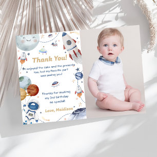 Outer Space Astronaut Birthday Thank You Card