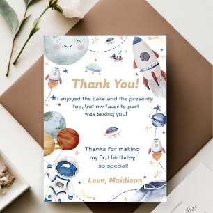 Outer Space Astronaut Birthday Thank You Card