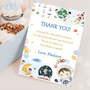 Outer Space Astronaut Birthday Thank You Card 