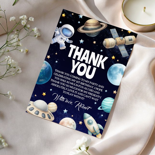 Outer Space Astronaut Birthday Thank You Invitation (Creator Uploaded)