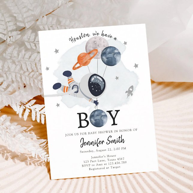 Outer Space Astronaut Boy Baby Shower Invitation (Creator Uploaded)