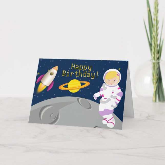 Outer Space Astronaut Greeting Card (Front)