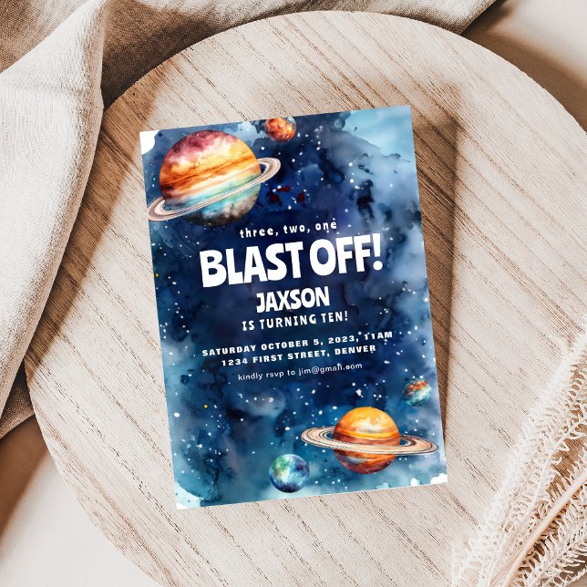 Outer Space Astronaut Kids Birthday Party Invite (Creator Uploaded)