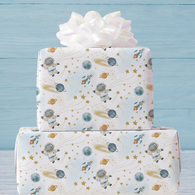 Outer Space Astronaut Kids Birthday  Wrapping Paper (Creator Uploaded)