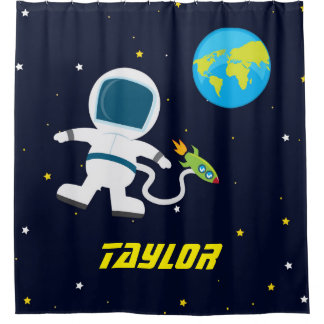 Outer Space Astronaut, Kids Shower Curtain