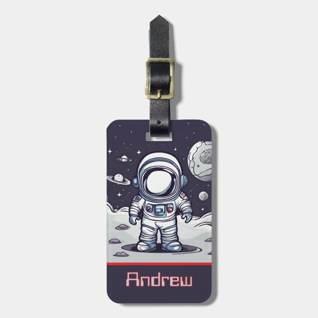 Outer Space Astronaut Luggage Tag (Front Vertical)