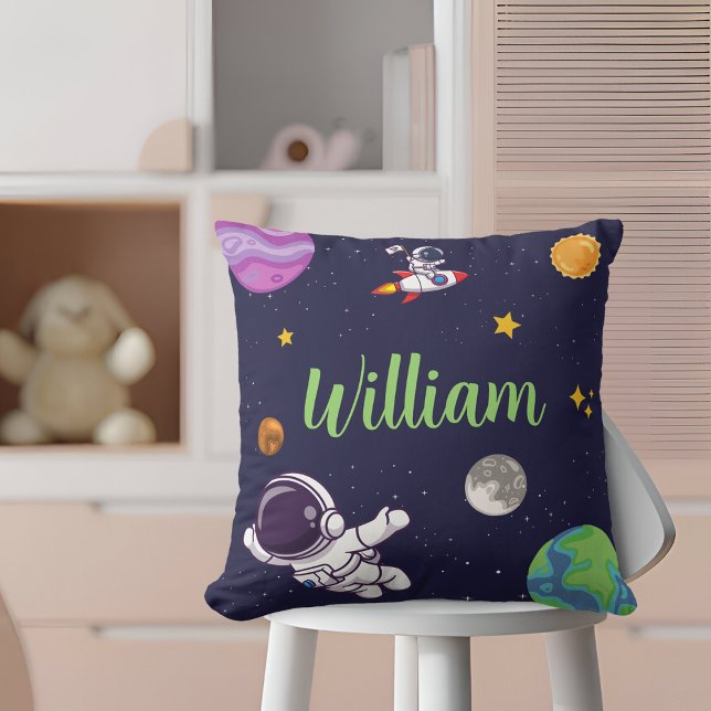 Outer Space Astronaut Personalised Navy Blue Cushion (Creator Uploaded)