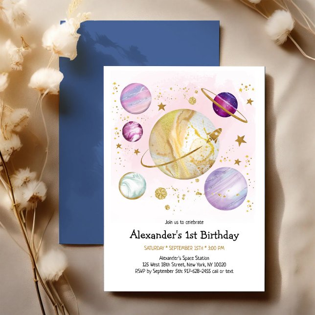 Outer Space Astronaut Planet Galaxy Birthday Invitation (Creator Uploaded)