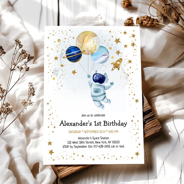 Outer Space Astronaut Planet Galaxy Birthday  Invitation (Creator Uploaded)