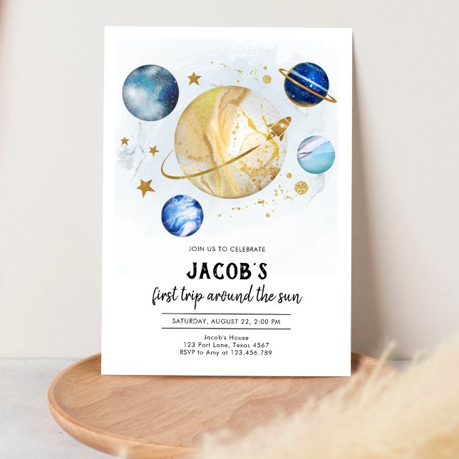 Outer Space Astronaut Planet Galaxy Birthday Invitation (Creator Uploaded)