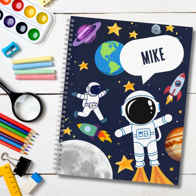 Outer Space Astronaut Planet Moon Stars,Cute Kid Notebook (Creator Uploaded)