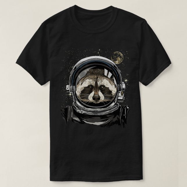 Outer Space Astronaut Racoon Face Trash Panda Ani T-Shirt (Design Front)