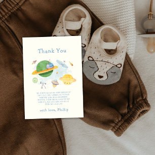 Outer Space Astronaut Spaceship Boy Baby Shower Thank You Card