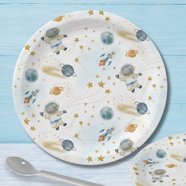 Outer Space Astronaut Stars Pattern Paper Plate (Creator Uploaded)