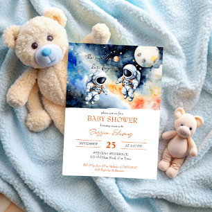 Outer space astronaut twins baby shower template