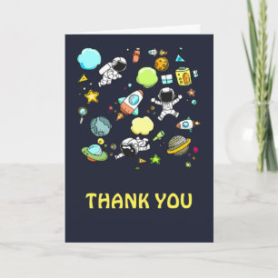 Outer Space Astronauts & Rockets Pattern Thank You Card