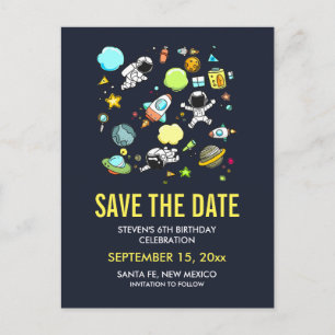 Outer Space Astronauts & Rockets Save the Date Postcard