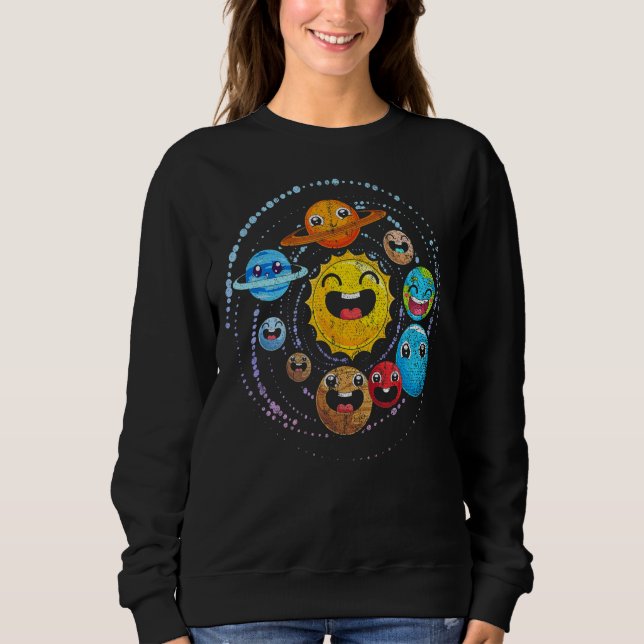 Outer Space Astronomer Science Cute Planets Astron Sweatshirt (Front)