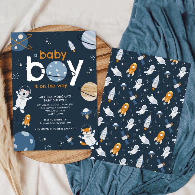 Outer Space Baby Boy Shower Invitation  (Creator Uploaded)