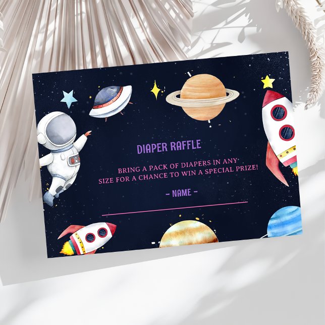 Outer Space Baby Shower Diaper Raffle Ticket  Enclosure Card (Creator Uploaded)