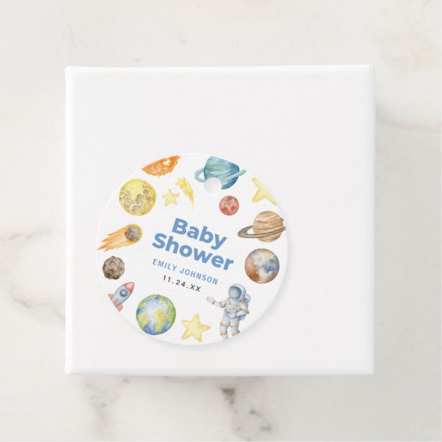 Outer Space Baby shower Favour Tags (In Situ)