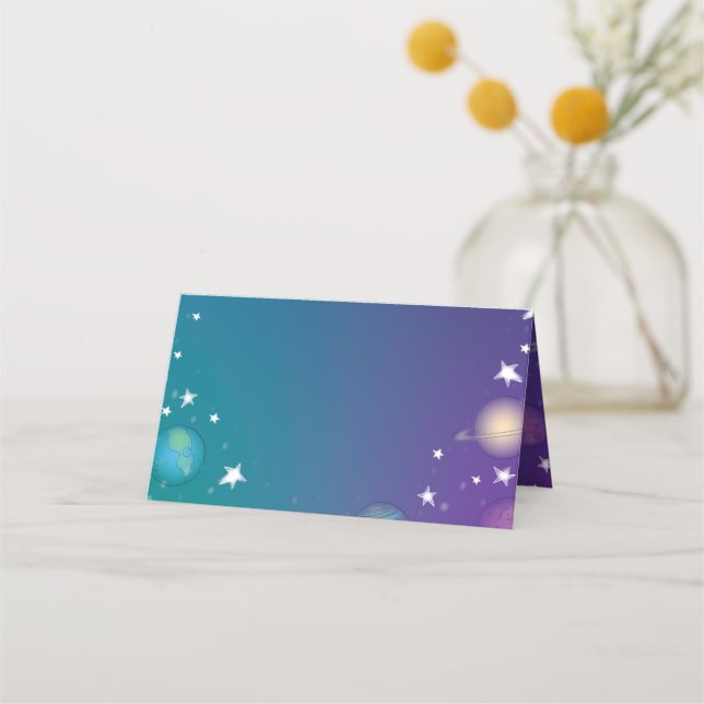 Outer Space Baby Shower Galaxy Place Card (Front)