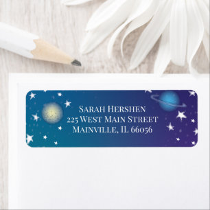 Outer Space Baby Shower Galaxy Return Address Label
