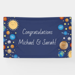 Outer Space Baby Shower Galaxy Universe Stars Banner