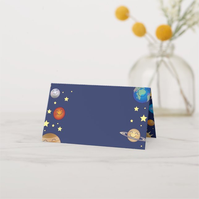 Outer Space Baby Shower Galaxy Universe Stars Place Card (Front)