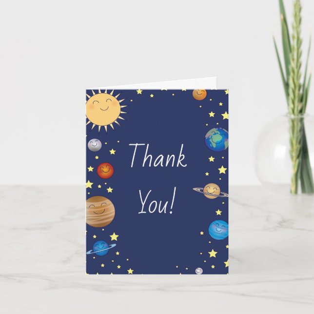 Outer Space Baby Shower Galaxy Universe Stars Thank You Card (Front)