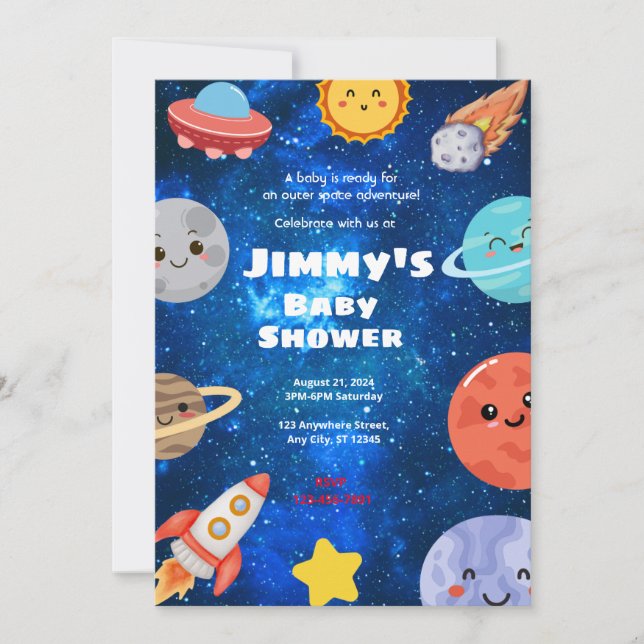 Outer Space Baby Shower Invitation (Front)