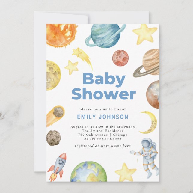 Outer Space Baby shower invitation (Front)
