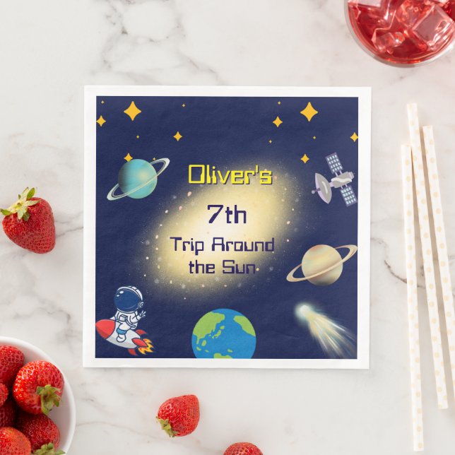 Outer Space Birthday – Astronaut, Rocket & Galaxy  Napkin (Insitu)