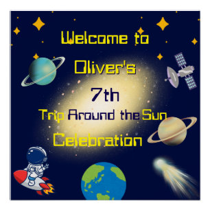 Outer Space Birthday – Astronaut, Rocket & Galaxy  Poster