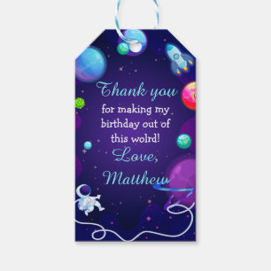Outer Space Birthday Blue Astronaut Planet Gift Ta Tags
