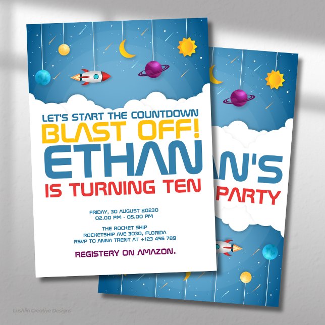 Outer Space Birthday Cosmic Galaxy Party Invitation (Creator Uploaded)