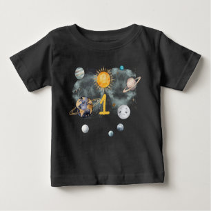 Outer Space Birthday Galaxy Sun Moon Stars Planets Baby T-Shirt