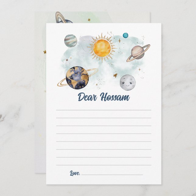 Outer Space Birthday Galaxy Sun Moon Stars Planets Card (Front/Back)