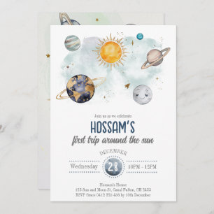 Outer Space Birthday Galaxy Sun Moon Stars Planets Invitation