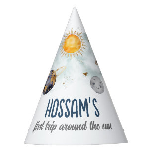 Outer Space Birthday Galaxy Sun Moon Stars Planets Party Hat